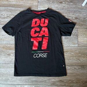 Ducati Corse Black Graphic T-Shirt Size Large Moto Racing Italian Flag Tee